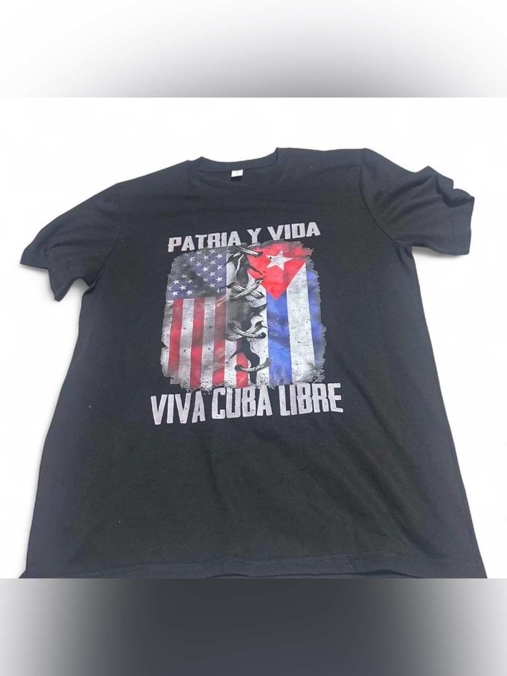 Patria y Vida "Viva Cuba Libre" Graphic Tee - Black with Red, White & Blue
